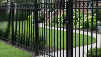 Black ornamental metal fence installation by Chop Chop Landscaping in St Louis MO