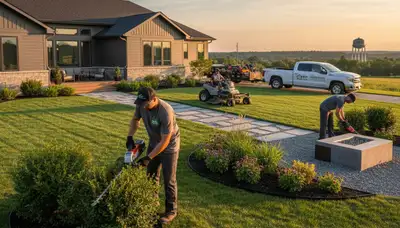 Landscaping team serving St. Louis, MO provides professional lawn care and yard maintenance services