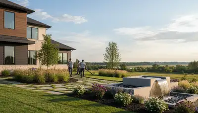 Landscaping crew servicing St. Louis, MO lawns for mowing, edging, and seasonal care