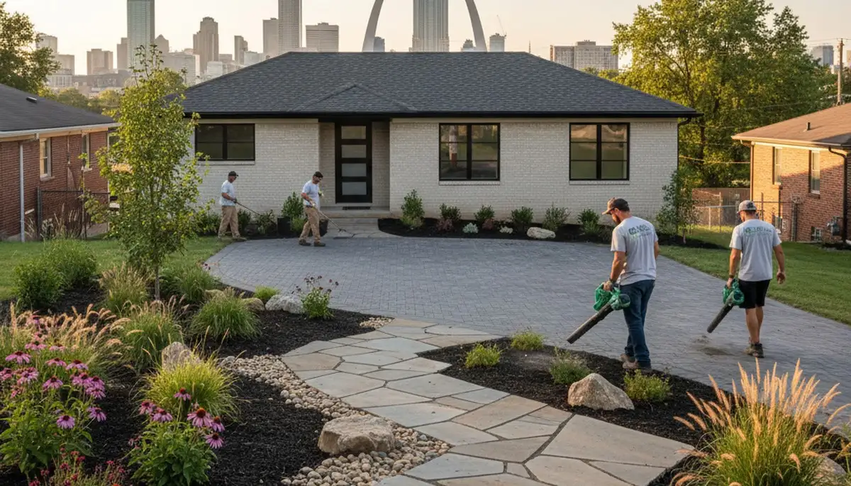 St. Louis, MO landscaping team providing professional lawn care for residential and commercial properties