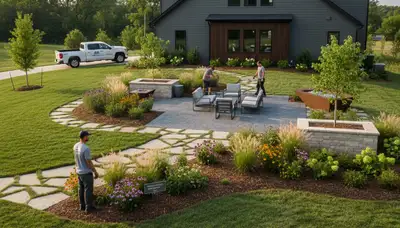 St. Louis, MO landscaping service maintaining a lush, well-kept residential lawn