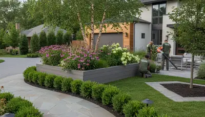 Landscaping crew providing lawn care services in St. Louis, MO