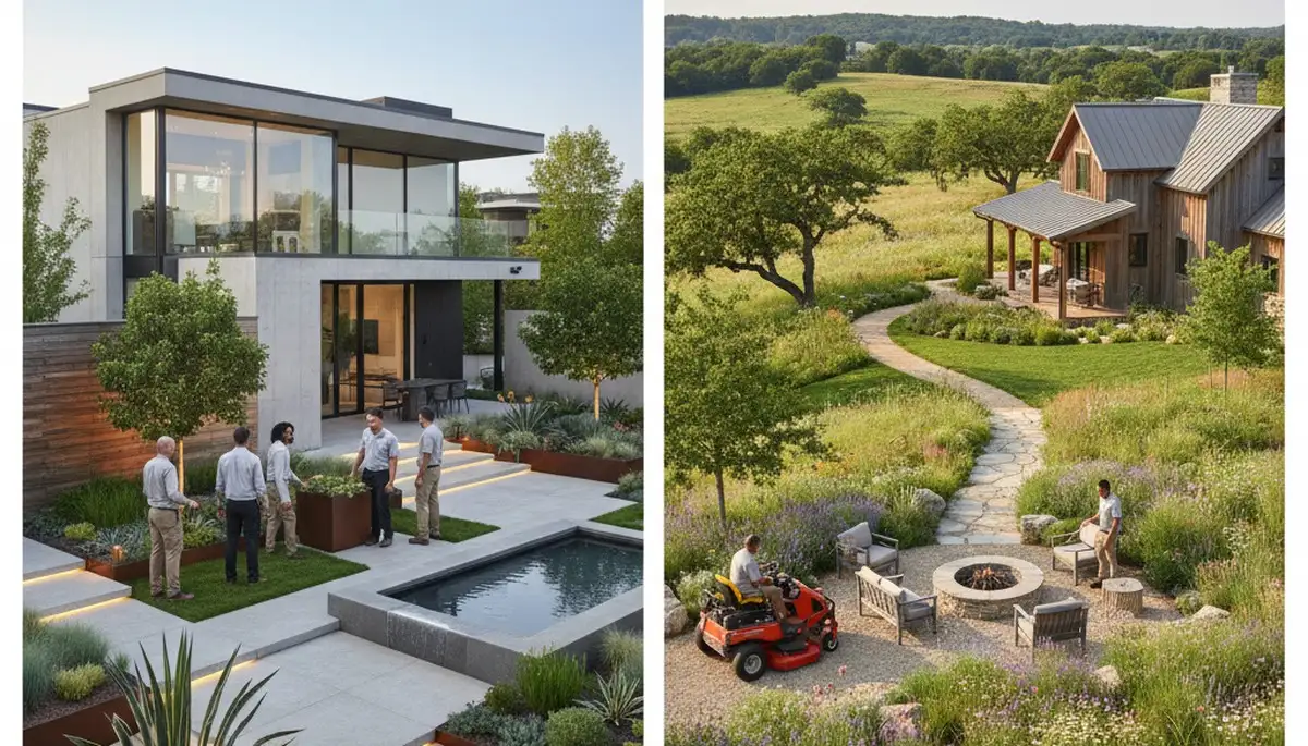 Landscaping crew providing lawn care service in St. Louis, MO