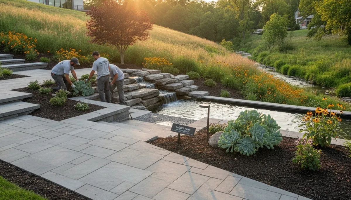 Landscaping team providing lawn care services in St Louis, MO
