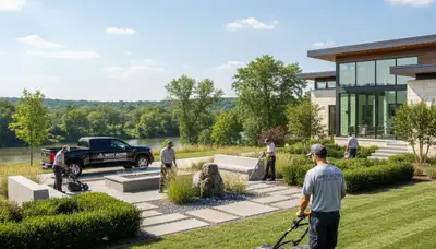 St. Louis, MO landscaping crew providing professional lawn care and yard maintenance services