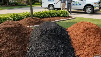 Brown, black, and red mulch color options for landscaping design in St Louis, MO